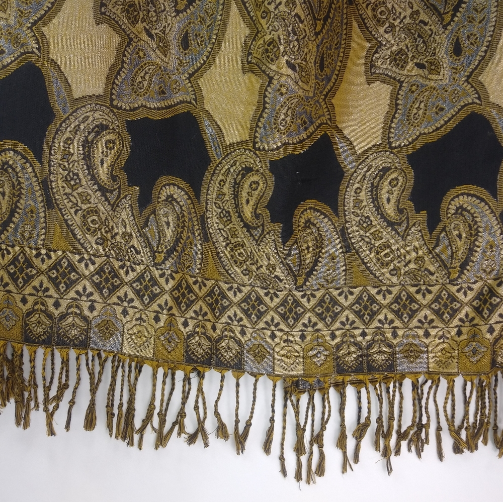 ASHLEY STEWART 16 Black Gold Fringe Skirt Plus - Picture 3 of 7